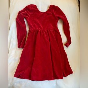 Hanna Andersson red velour dress, size 6-7